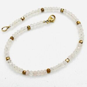 Sundance Catalog Moonstone Bracelet Sterling Silver 18k Gold Plated 7.5" White